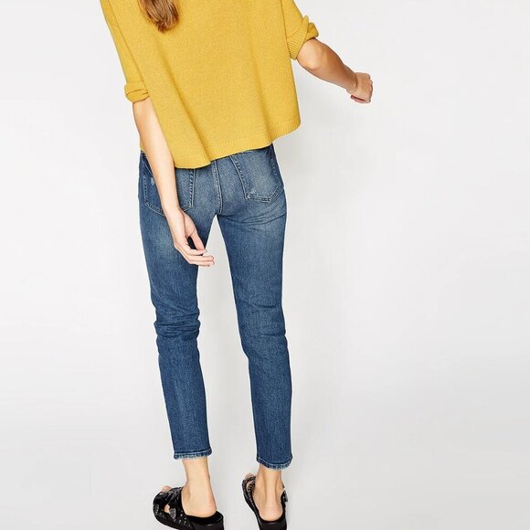 THE KOOPLES Lizy High-Rise Slim Distressed Whiskered Straight Leg Blue Jeans 28 - Picture 2 of 9